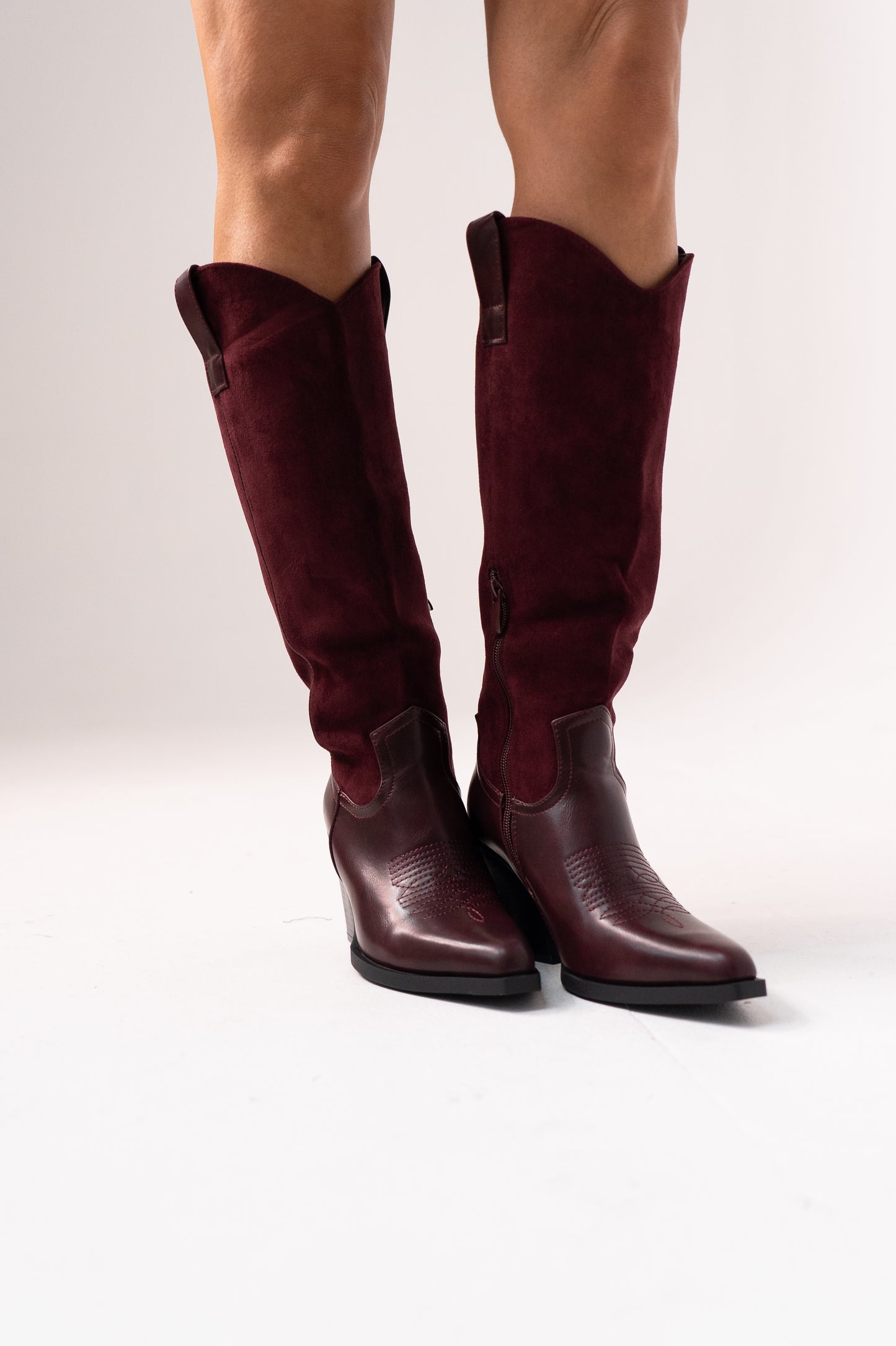 Izzy Bi Material Western Boots In Wine