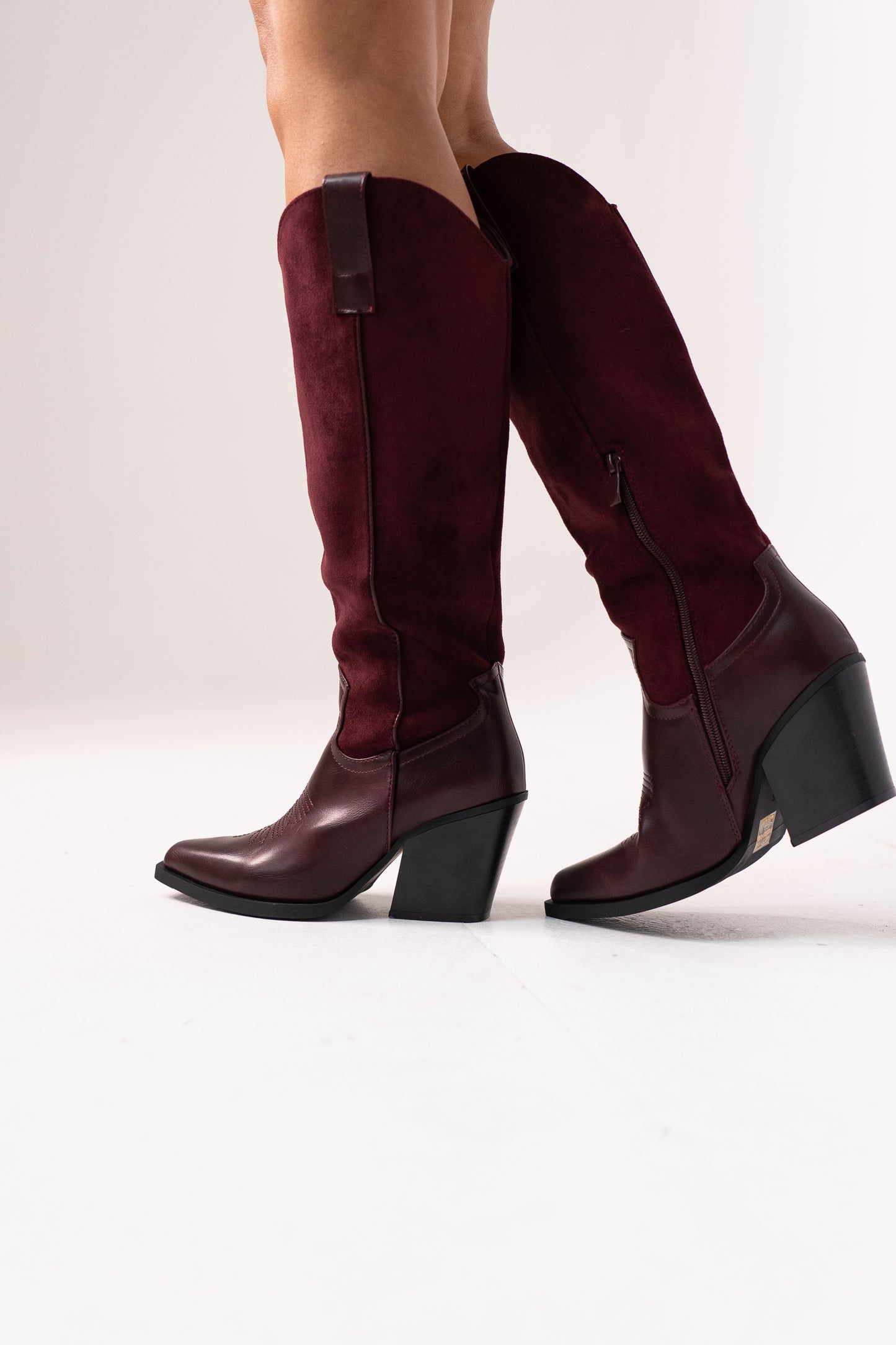 Izzy Bi Material Western Boots In Wine