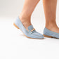 Izzy Buckle Faux Suede Loafer In Blue