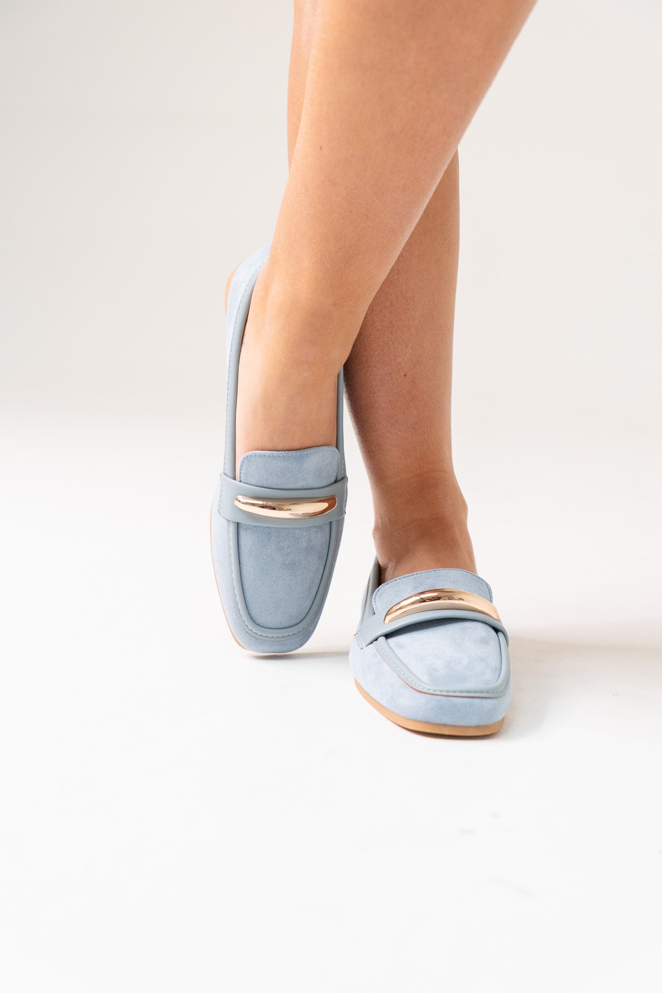 Izzy Buckle Faux Suede Loafer In Blue