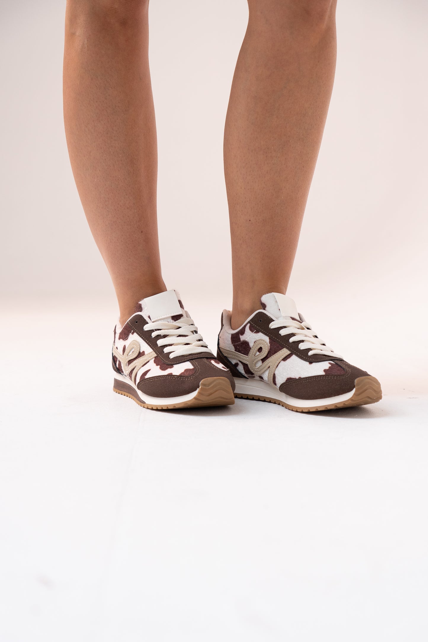 Izzy Contrast Trainer In Cow Print