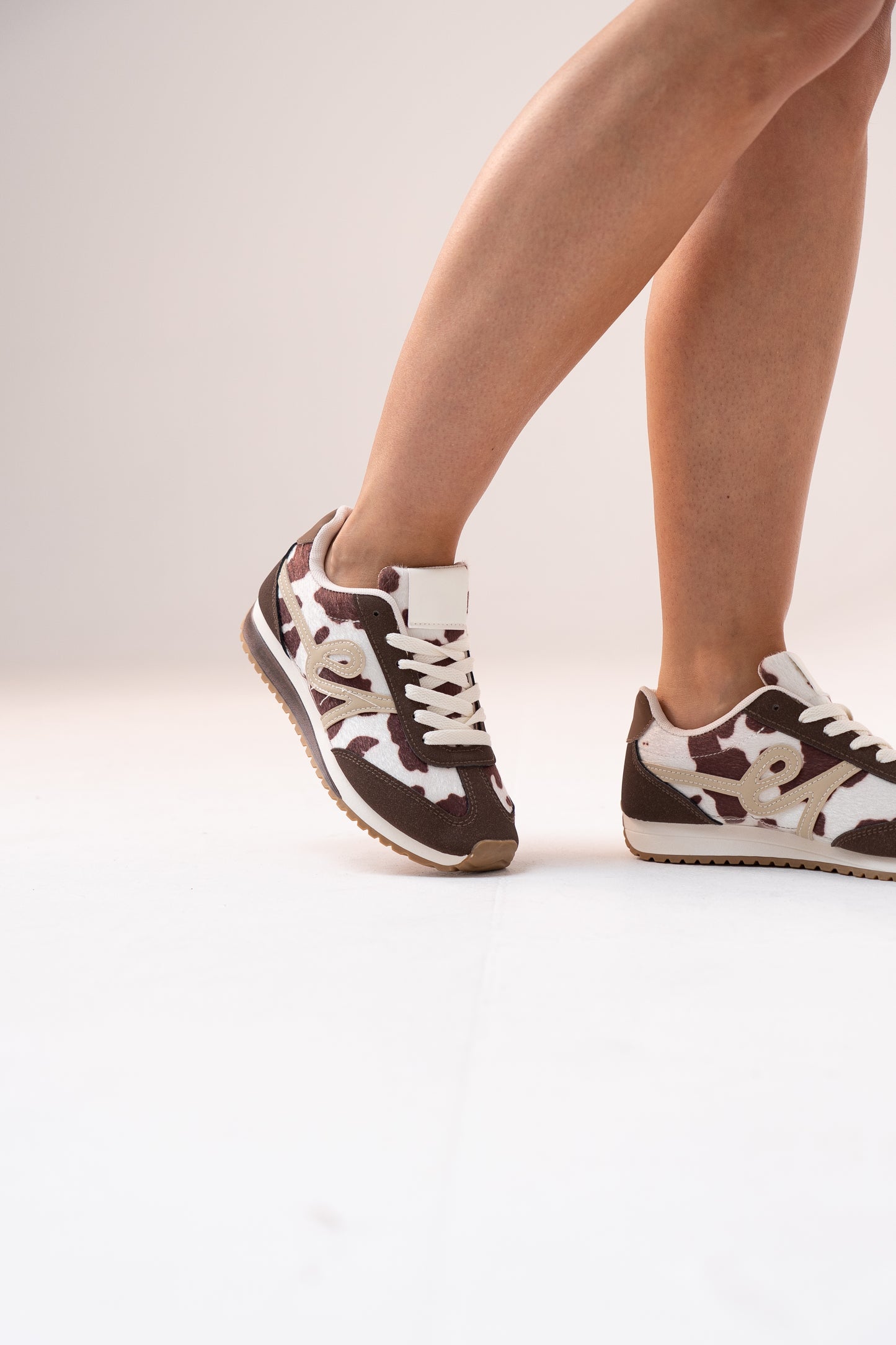 Izzy Contrast Trainer In Cow Print