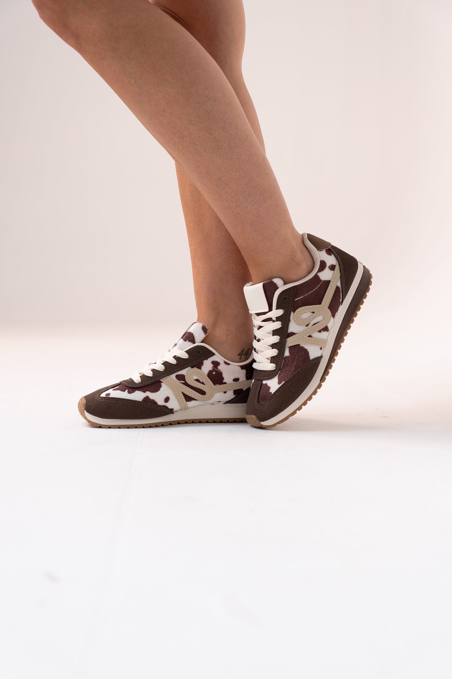 Izzy Contrast Trainer In Cow Print
