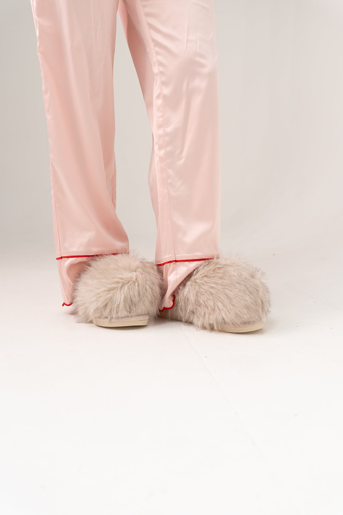 Izzy Faux Fur Slippers In Neutral