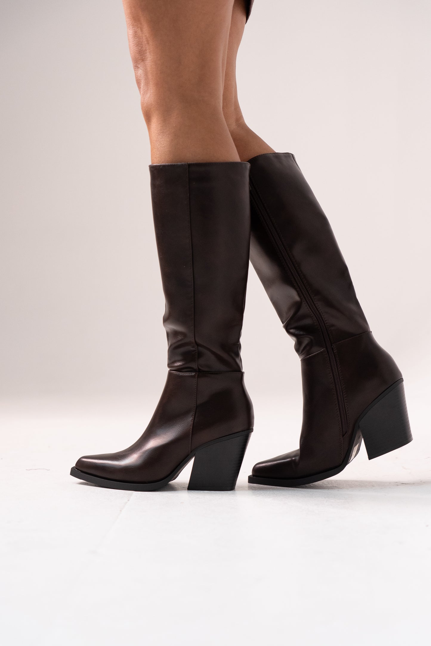 Izzy Faux Leather Western Boot In Brown