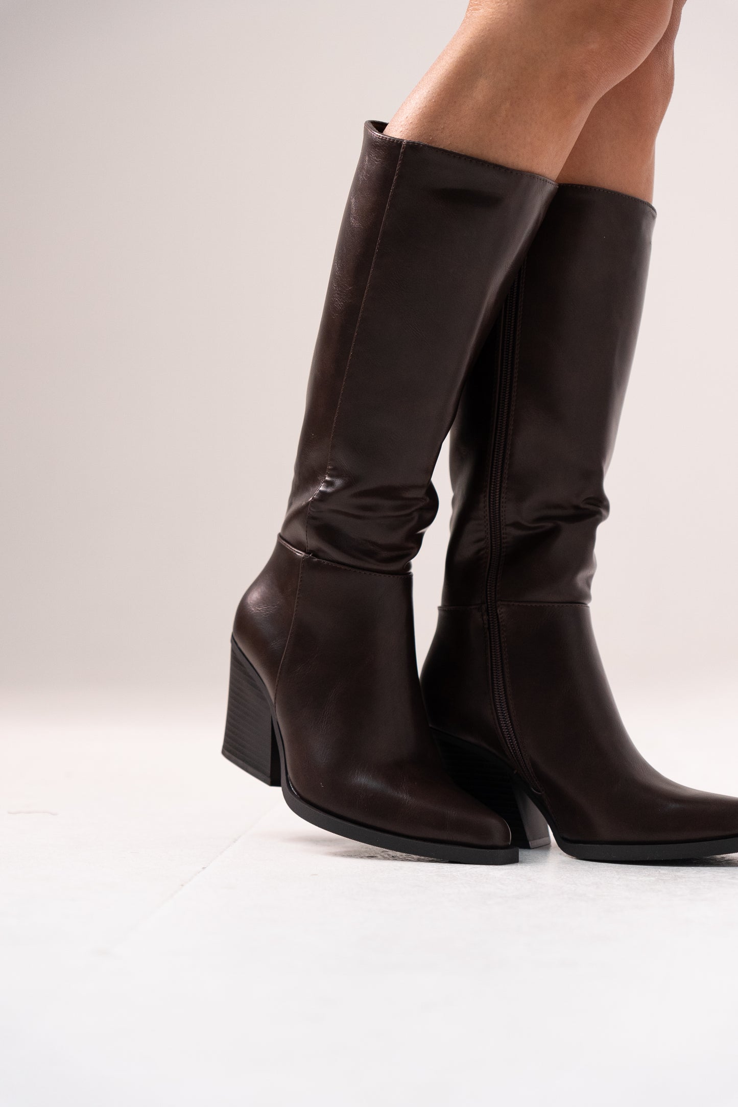 Izzy Faux Leather Western Boot In Brown