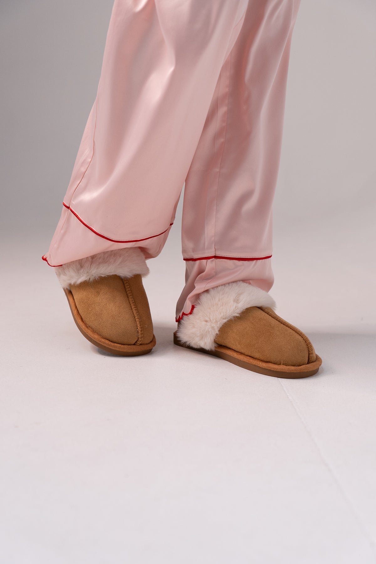 Izzy Faux Suede Slippers In Camel
