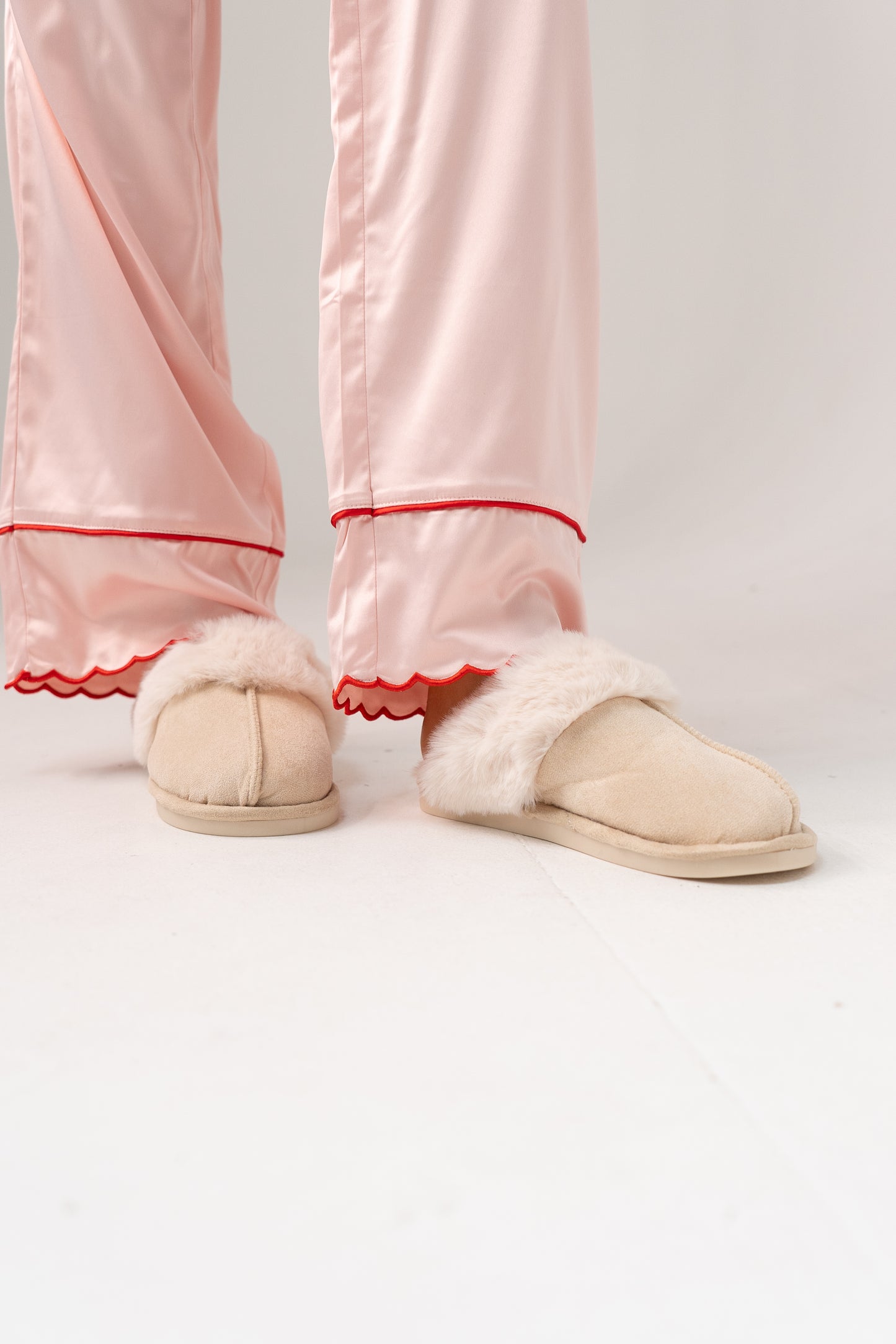 Izzy Faux Suede Slippers In Neutral