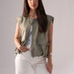 Jane Sleeveless Zip Jacket In Khaki
