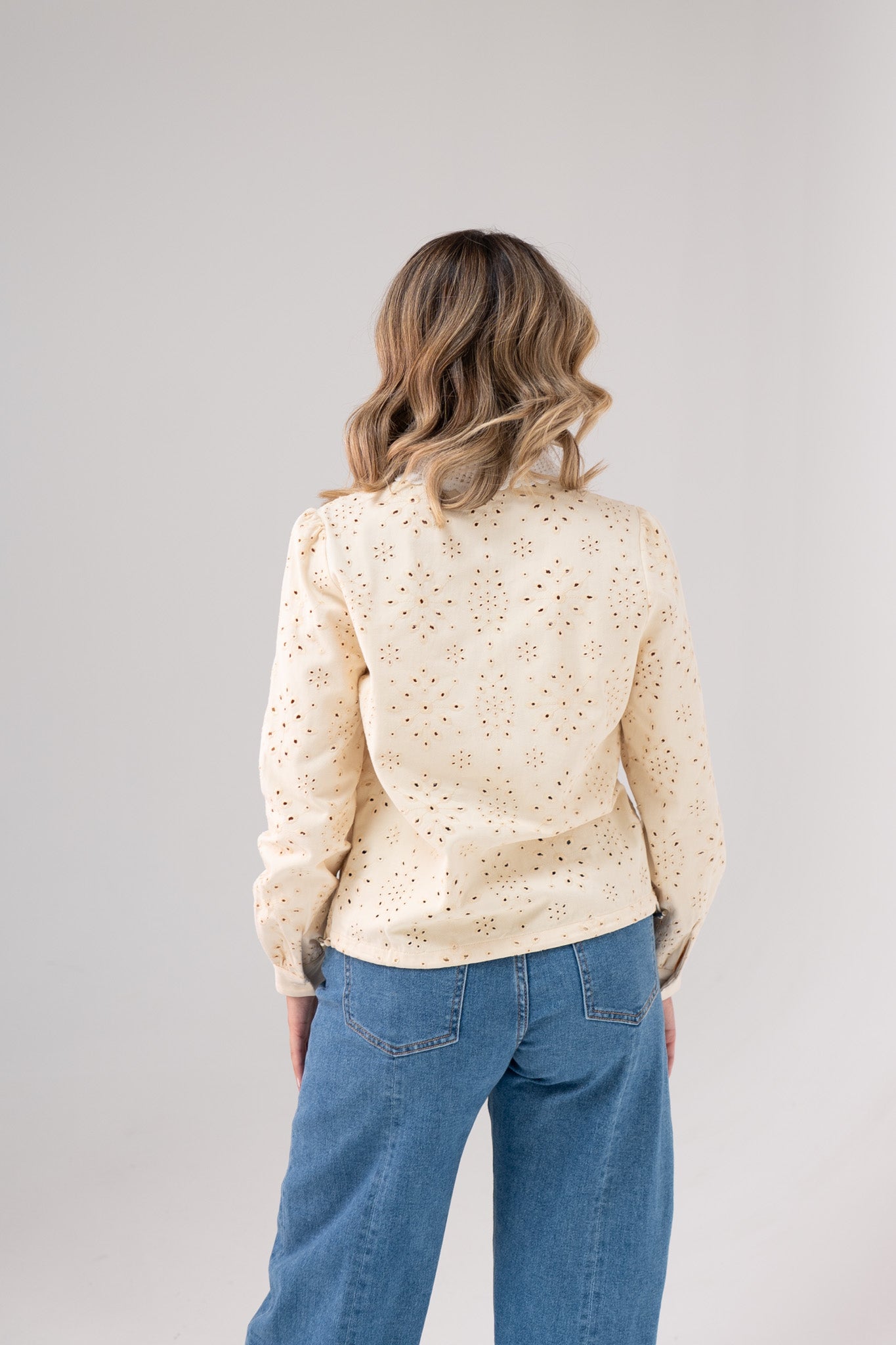 Jasmine Cut Out Floral Blouse In Cream