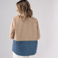 Jasmine Denim Contrast Blazer In Beige