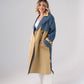 Jasmine Denim Contrast Trench Coat In Beige