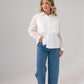 Jasmine Drawstring Contrast Shirt In White