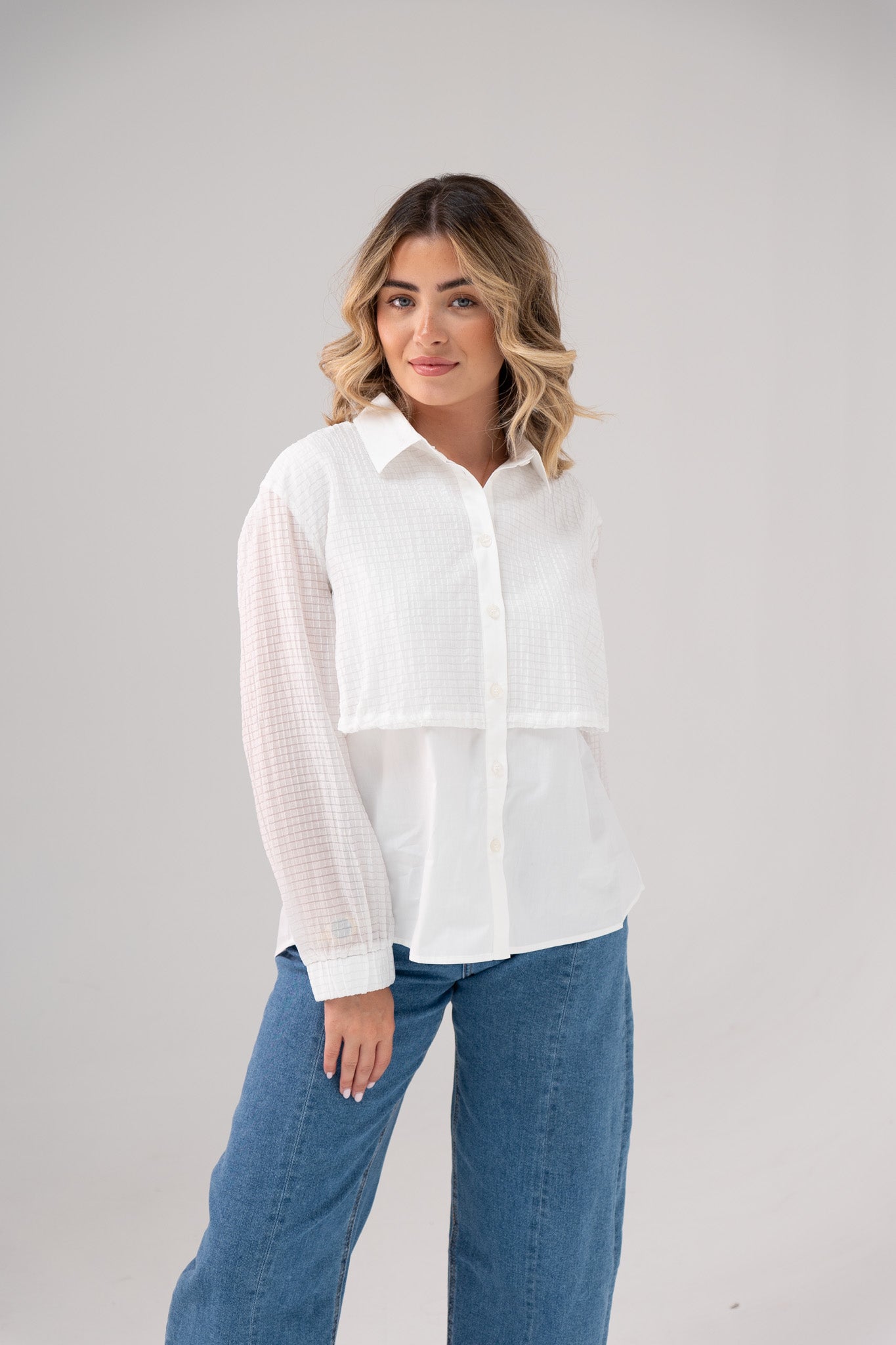 Jasmine Drawstring Contrast Shirt In White