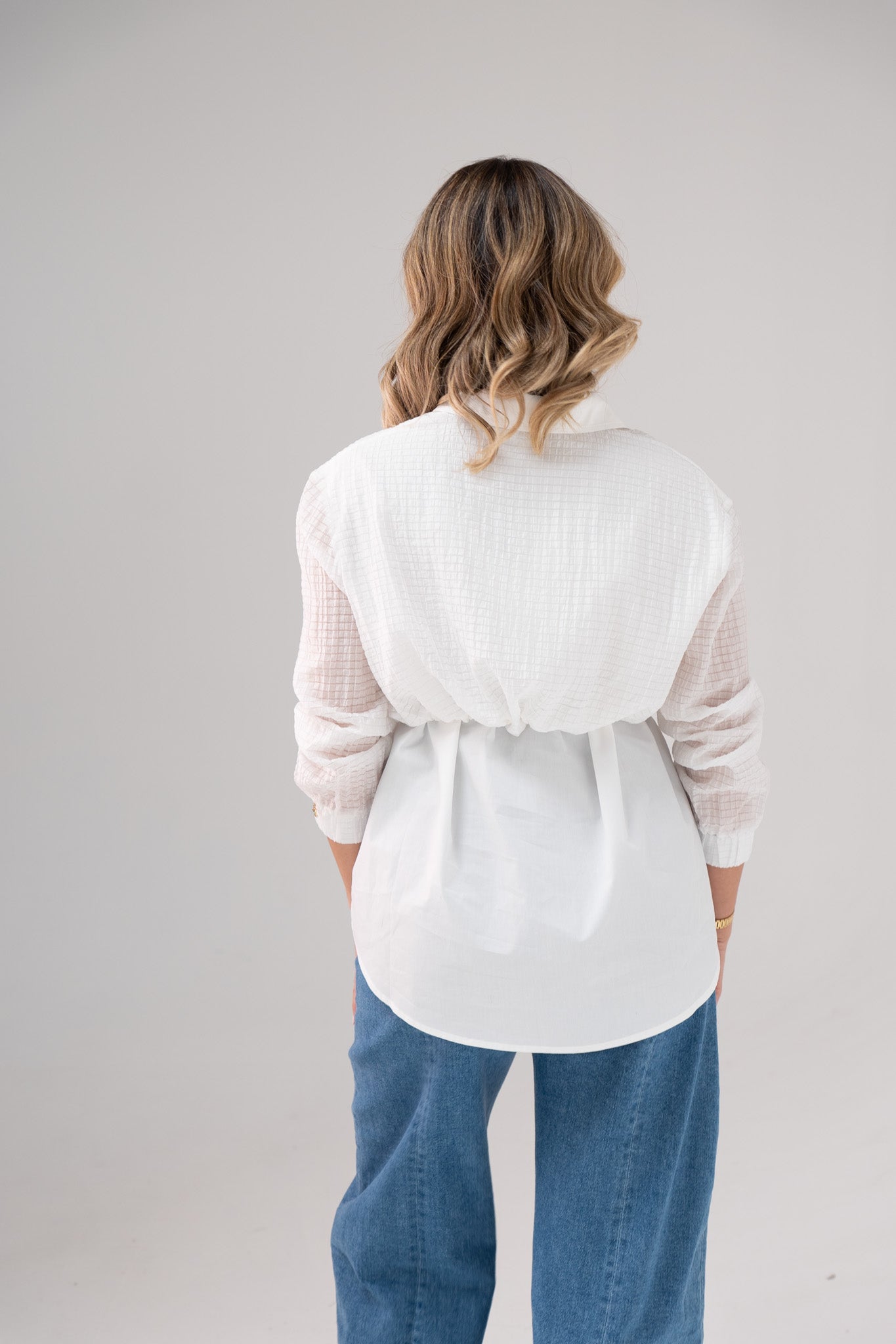 Jasmine Drawstring Contrast Shirt In White