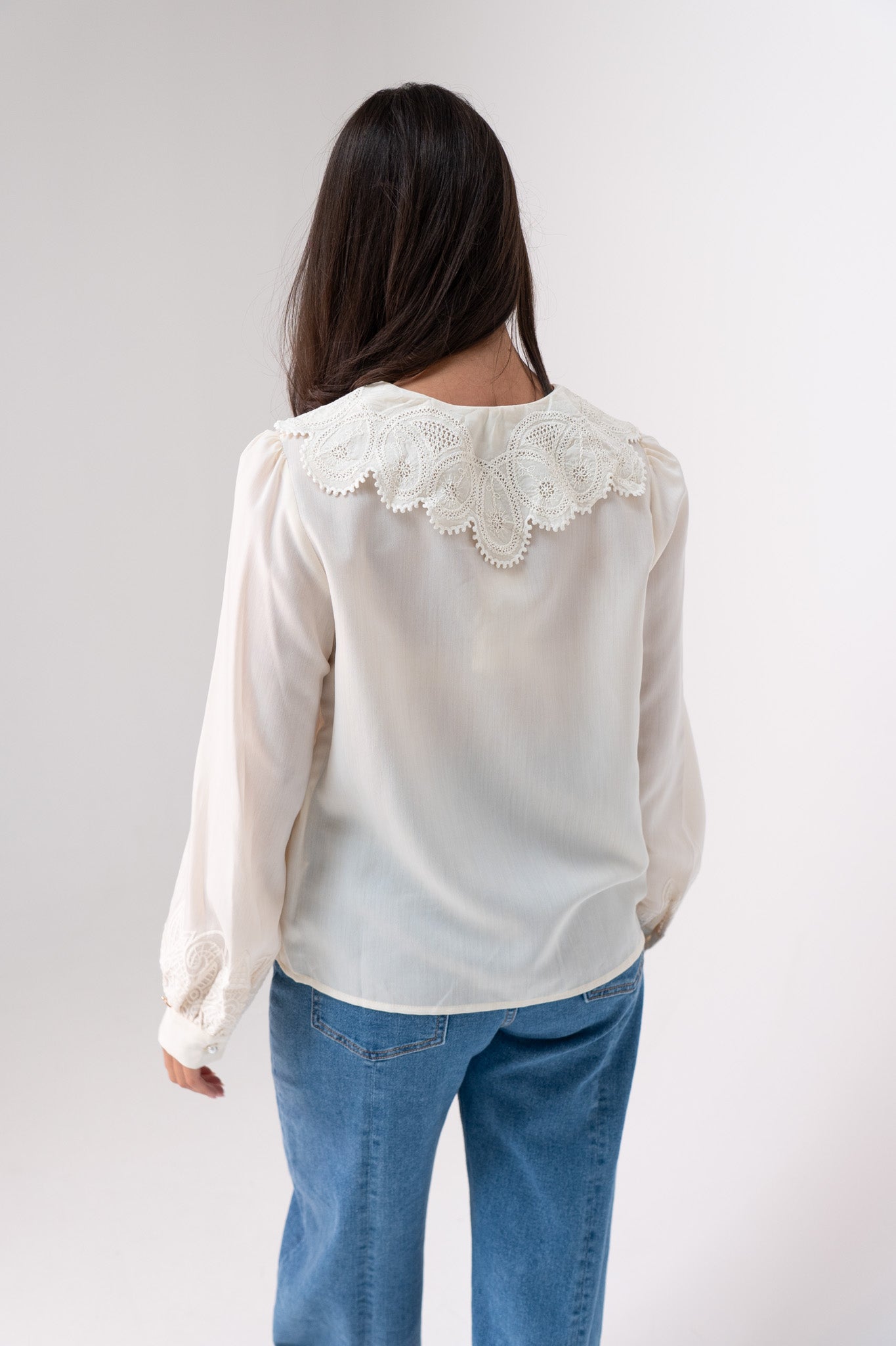 Jasmine Lace Collar Blouse In Cream