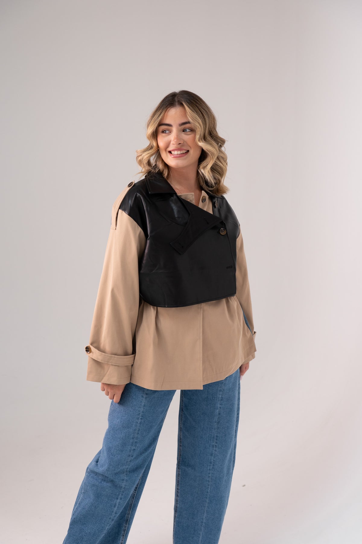 Jasmine Multi Contrast Jacket In Beige