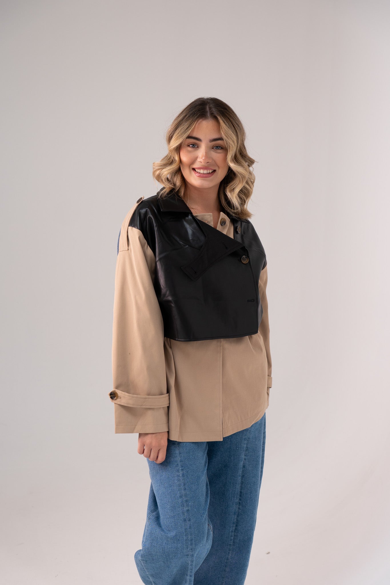 Jasmine Multi Contrast Jacket In Beige