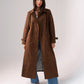 Jasmine Faux Suede Trench Coat In Chocolate