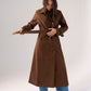 Jasmine Faux Suede Trench Coat In Chocolate