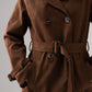 Jasmine Faux Suede Trench Coat In Chocolate