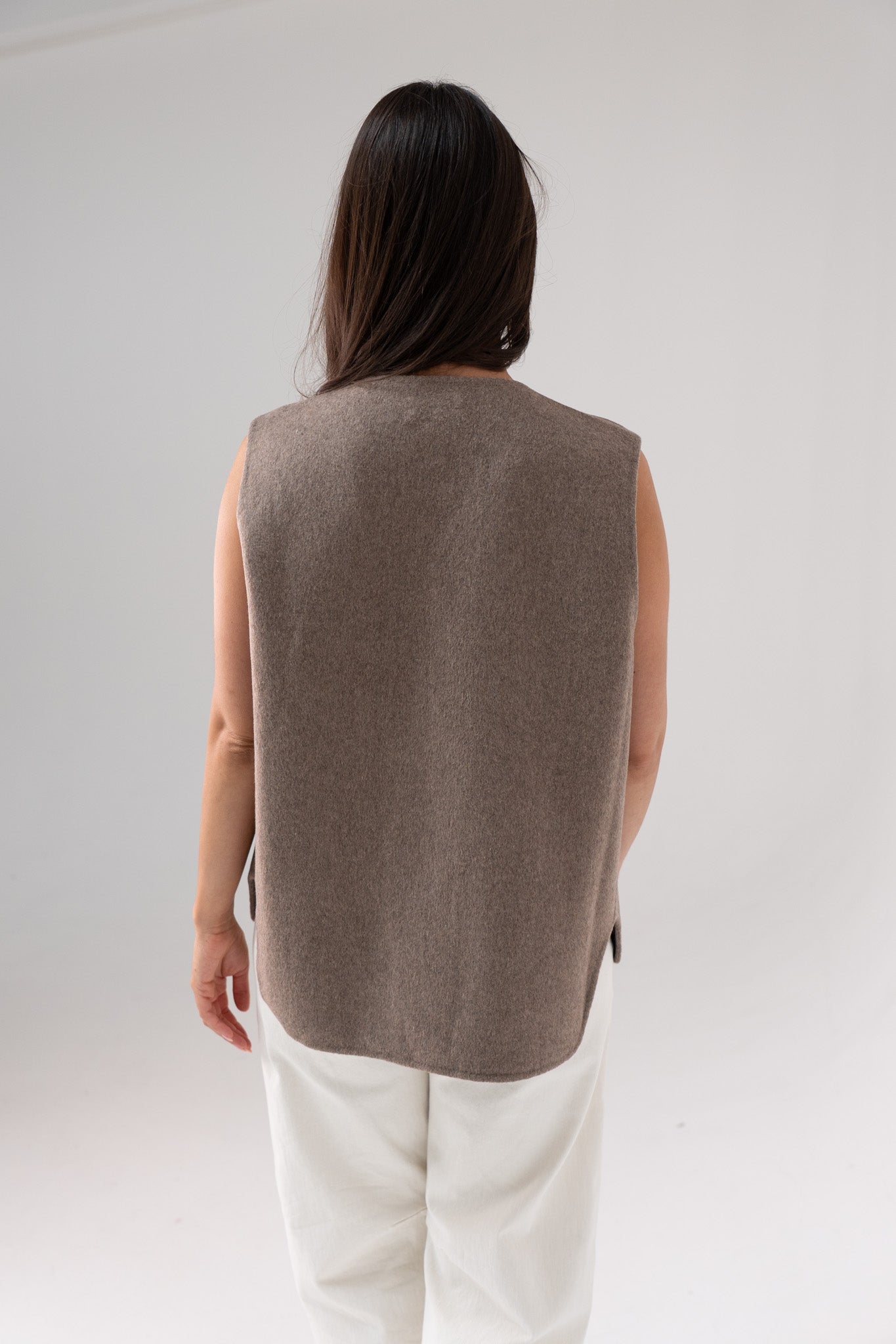 Jasmine Wool Mix Waistcoat In Taupe