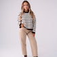 Kendra Stripe Crossover Jumper In Chocolate