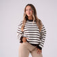 Kendra Stripe Crossover Jumper In Chocolate