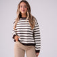 Kendra Stripe Crossover Jumper In Chocolate