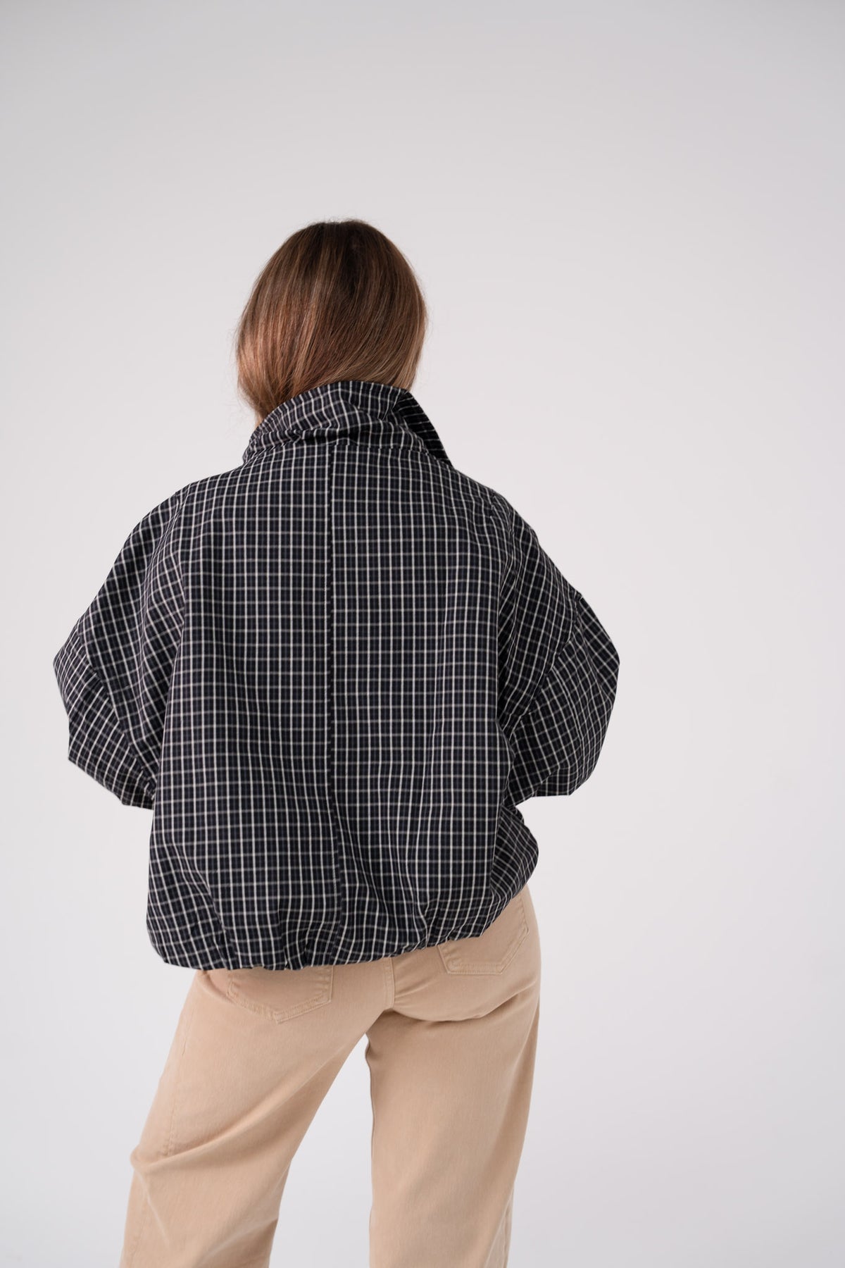 Kate Check Bomber Jacket In Black