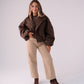 Kate Check Bomber Jacket In Chocolate