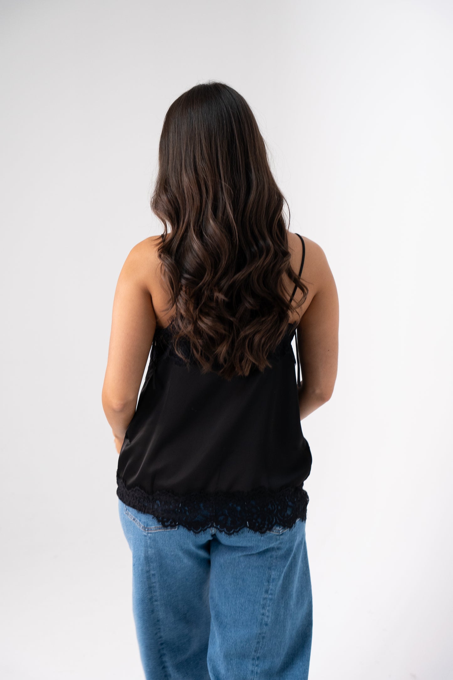 Kate Lace Trim Cami In Black