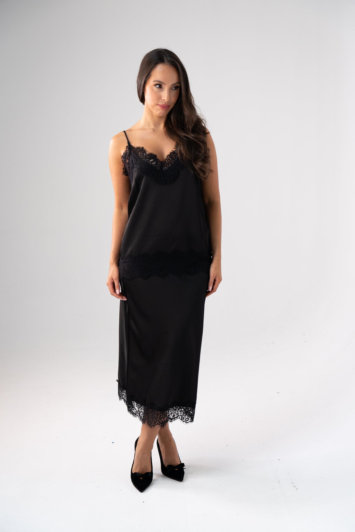 Kate Lace Trim Cami In Black