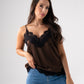 Kate Lace Trim Cami In Chocolate