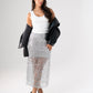 Kate Sequin Midi Skirt In Silver