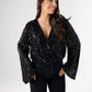 Kate Sequin Wrap Blouse In Black