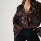 Kate Sequin Wrap Blouse In Chocolate