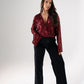 Kate Sequin Wrap Blouse In Wine