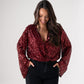 Kate Sequin Wrap Blouse In Wine