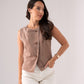 Kendra Asymmetric Denim Waistcoat In Taupe