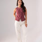 Kendra Asymmetric Denim Waistcoat In Wine