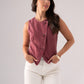 Kendra Asymmetric Denim Waistcoat In Wine