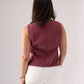 Kendra Asymmetric Denim Waistcoat In Wine