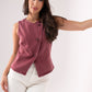Kendra Asymmetric Denim Waistcoat In Wine