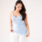 Kendra Asymmetric Lace Trim Cami In Sky Blue