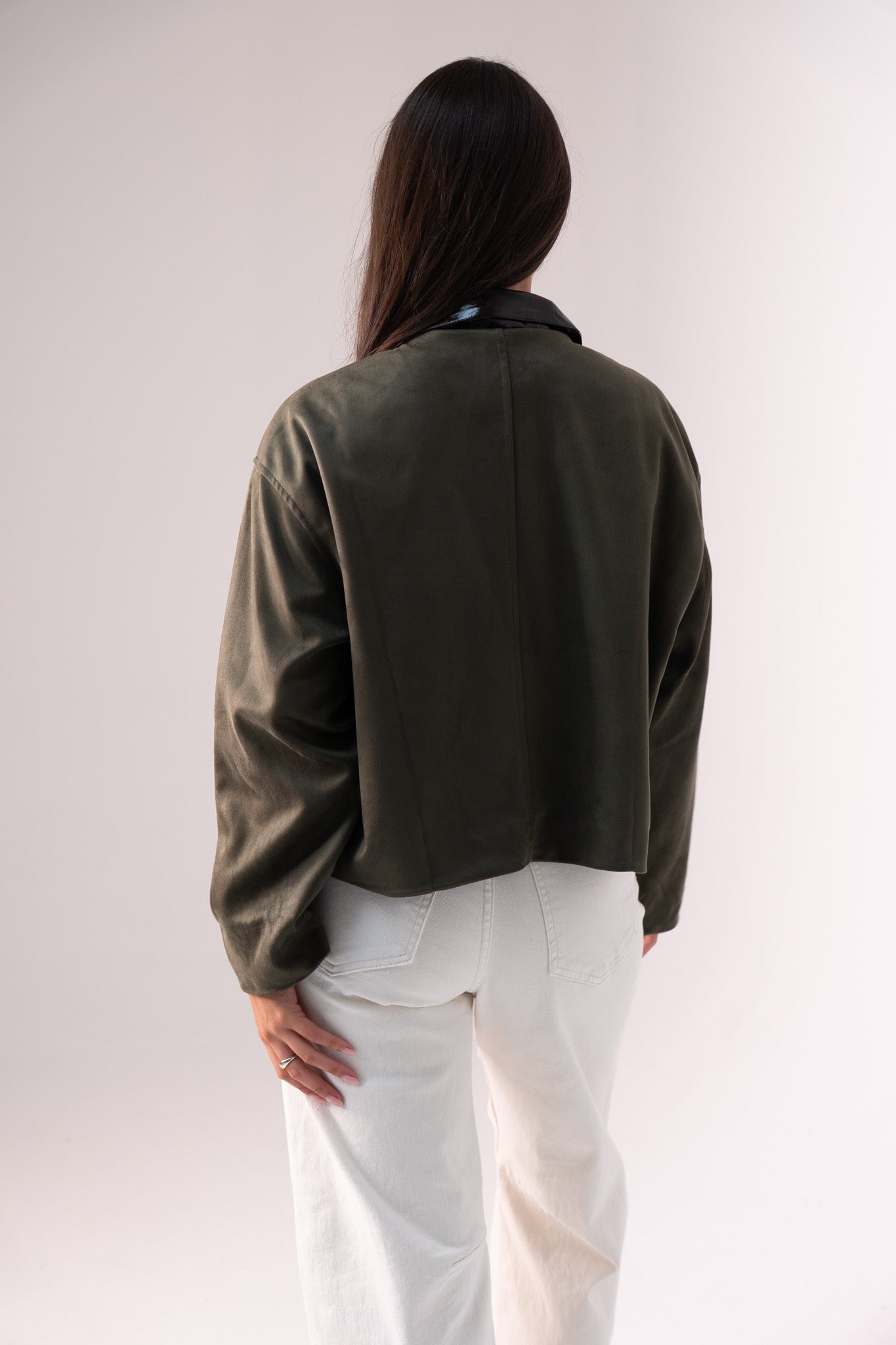 Kendra Contrast Collar Jacket In Khaki