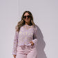 Kendra Contrast Crochet Jumper In Lilac