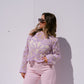 Kendra Contrast Crochet Jumper In Lilac
