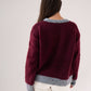Kendra Contrast Trim Cardigan In Burgundy
