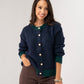 Kendra Contrast Trim Cardigan In Navy
